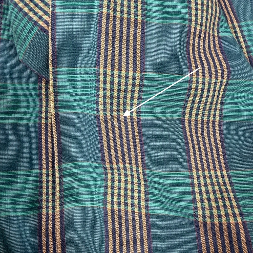 Christian Dior Monsieur Button Up Mens L Teal Plaid Vintage Designer Shirt USA - Picture 7 of 9